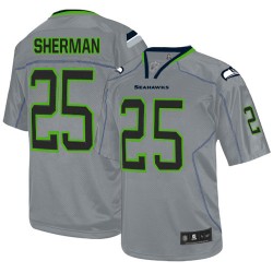 Elite Men's Richard Sherman Lights Out Grey Jersey - #25 Football Seattle Seahawks