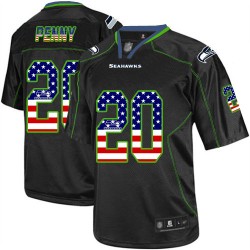 Elite Men's Rashaad Penny Black Jersey - #20 Football Seattle Seahawks USA Flag Fashion