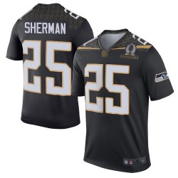 Elite Men's Richard Sherman Black Jersey - #25 Football Seattle Seahawks Team Irvin 2016 Pro Bowl