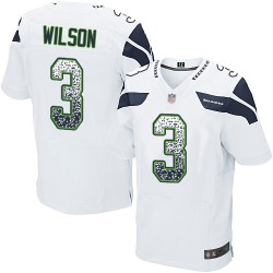 Elite Men's Russell Wilson White Road Jersey - #3 Football Seattle Seahawks Drift Fashion