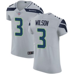 Elite Men's Russell Wilson Grey Alternate Jersey - #3 Football Seattle Seahawks