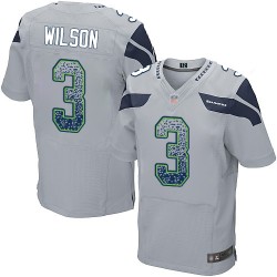 Elite Men's Russell Wilson Grey Alternate Jersey - #3 Football Seattle Seahawks Drift Fashion