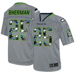 Elite Men's Richard Sherman New Lights Out Grey Jersey - #25 Football Seattle Seahawks
