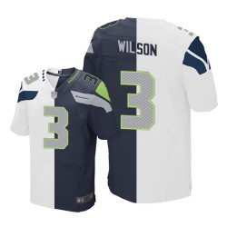 Elite Men's Russell Wilson Navy/White Jersey - #3 Football Seattle Seahawks Split Fashion