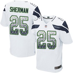 Elite Men's Richard Sherman White Road Jersey - #25 Football Seattle Seahawks Drift Fashion