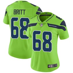 Elite Women's Justin Britt Green Jersey - #68 Football Seattle Seahawks Rush Vapor Untouchable