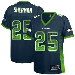 Elite Women's Richard Sherman Navy Blue Jersey - #25 Football Seattle Seahawks Drift Fashion