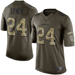 Elite Youth Marshawn Lynch Green Jersey - #24 Football Seattle Seahawks Salute to Service