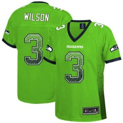 Elite Women's Russell Wilson Green Jersey - #3 Football Seattle Seahawks Drift Fashion