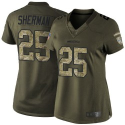 Elite Women's Richard Sherman Green Jersey - #25 Football Seattle Seahawks Salute to Service