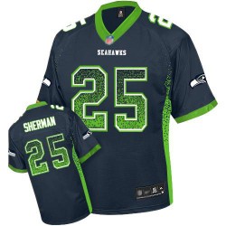 Elite Youth Richard Sherman Navy Blue Jersey - #25 Football Seattle Seahawks Drift Fashion