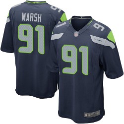 Game Men's Cassius Marsh Navy Blue Home Jersey - #91 Football Seattle Seahawks