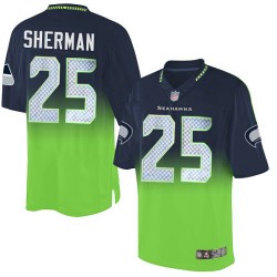 Elite Youth Richard Sherman Navy/Green Jersey - #25 Football Seattle Seahawks Fadeaway