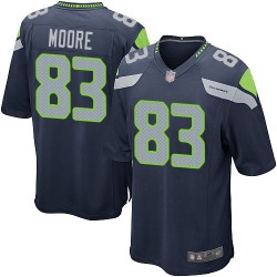 Game Men's David Moore Navy Blue Home Jersey - #83 Football Seattle Seahawks