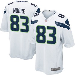 Game Men's David Moore White Road Jersey - #83 Football Seattle Seahawks