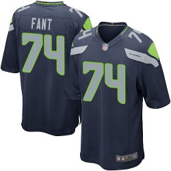 Game Men's George Fant Navy Blue Home Jersey - #74 Football Seattle Seahawks