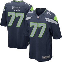 Game Men's Ethan Pocic Navy Blue Home Jersey - #77 Football Seattle Seahawks