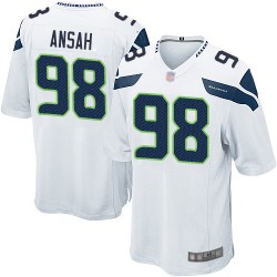 Game Men's Ezekiel Ansah White Road Jersey - #98 Football Seattle Seahawks