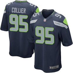 Game Men's L.J. Collier Navy Blue Home Jersey - #95 Football Seattle Seahawks