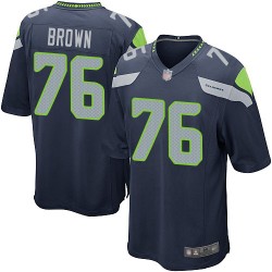 Game Men's Duane Brown Navy Blue Home Jersey - #76 Football Seattle Seahawks