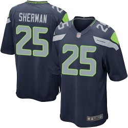 Game Men's Richard Sherman Navy Blue Home Jersey - #25 Football Seattle Seahawks