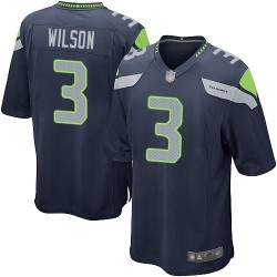 Game Men's Russell Wilson Navy Blue Home Jersey - #3 Football Seattle Seahawks