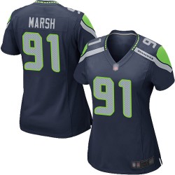 Game Women's Cassius Marsh Navy Blue Home Jersey - #91 Football Seattle Seahawks