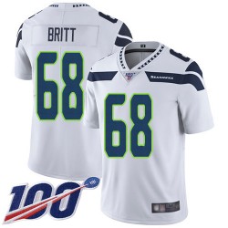 Limited Men's Justin Britt White Road Jersey - #68 Football Seattle Seahawks 100th Season Vapor Untouchable