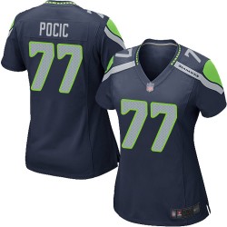 Game Women's Ethan Pocic Navy Blue Home Jersey - #77 Football Seattle Seahawks