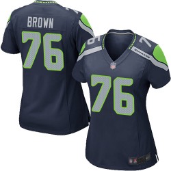 Game Women's Duane Brown Navy Blue Home Jersey - #76 Football Seattle Seahawks