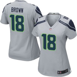 Game Women's Jaron Brown Grey Alternate Jersey - #18 Football Seattle Seahawks