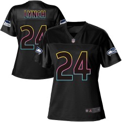 Game Women's Marshawn Lynch Black Jersey - #24 Football Seattle Seahawks Fashion