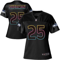 Game Women's Richard Sherman Black Jersey - #25 Football Seattle Seahawks Fashion