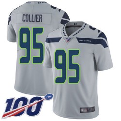 Limited Men's L.J. Collier Grey Alternate Jersey - #95 Football Seattle Seahawks 100th Season Vapor Untouchable