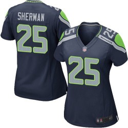 Game Women's Richard Sherman Navy Blue Home Jersey - #25 Football Seattle Seahawks