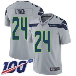 Limited Men's Marshawn Lynch Grey Alternate Jersey - #24 Football Seattle Seahawks 100th Season Vapor Untouchable