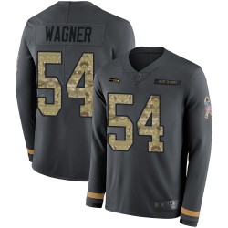 Limited Men's Bobby Wagner Black Jersey - #54 Football Seattle Seahawks Salute to Service Therma Long Sleeve