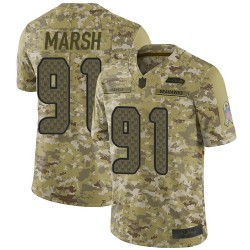 Limited Men's Cassius Marsh Camo Jersey - #91 Football Seattle Seahawks 2018 Salute to Service