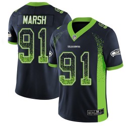 Limited Men's Cassius Marsh Navy Blue Jersey - #91 Football Seattle Seahawks Rush Drift Fashion