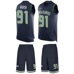 Limited Men's Cassius Marsh Navy Blue Jersey - #91 Football Seattle Seahawks Tank Top Suit