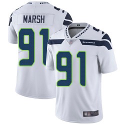 Limited Men's Cassius Marsh White Road Jersey - #91 Football Seattle Seahawks Vapor Untouchable