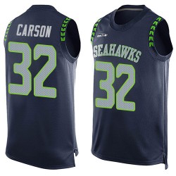 Limited Men's Chris Carson Navy Blue Jersey - #32 Football Seattle Seahawks Player Name & Number Tank Top