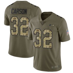 Limited Men's Chris Carson Olive/Camo Jersey - #32 Football Seattle Seahawks 2017 Salute to Service