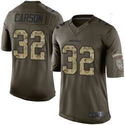 Limited Men's Chris Carson Green Jersey - #32 Football Seattle Seahawks Salute to Service