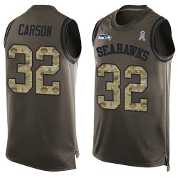 Limited Men's Chris Carson Green Jersey - #32 Football Seattle Seahawks Salute to Service Tank Top