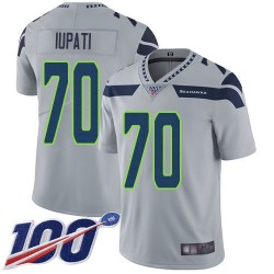 Limited Men's Mike Iupati Grey Alternate Jersey - #70 Football Seattle Seahawks 100th Season Vapor Untouchable