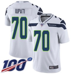 Limited Men's Mike Iupati White Road Jersey - #70 Football Seattle Seahawks 100th Season Vapor Untouchable
