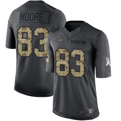 Limited Men's David Moore Black Jersey - #83 Football Seattle Seahawks 2016 Salute to Service