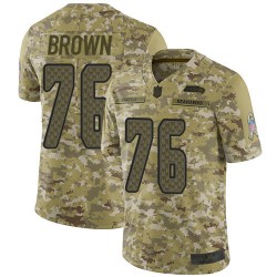 Limited Men's Duane Brown Camo Jersey - #76 Football Seattle Seahawks 2018 Salute to Service