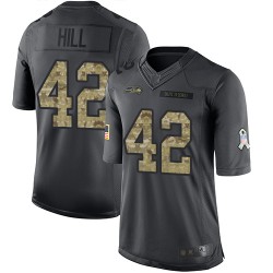 Limited Men's Delano Hill Black Jersey - #42 Football Seattle Seahawks 2016 Salute to Service